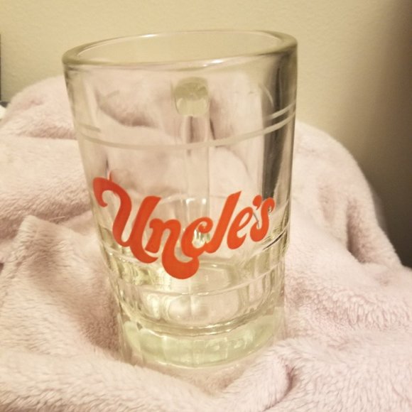 Vintage 16oz original Uncles beer soda heavy glass mug w/ handle - Picture 2 of 4